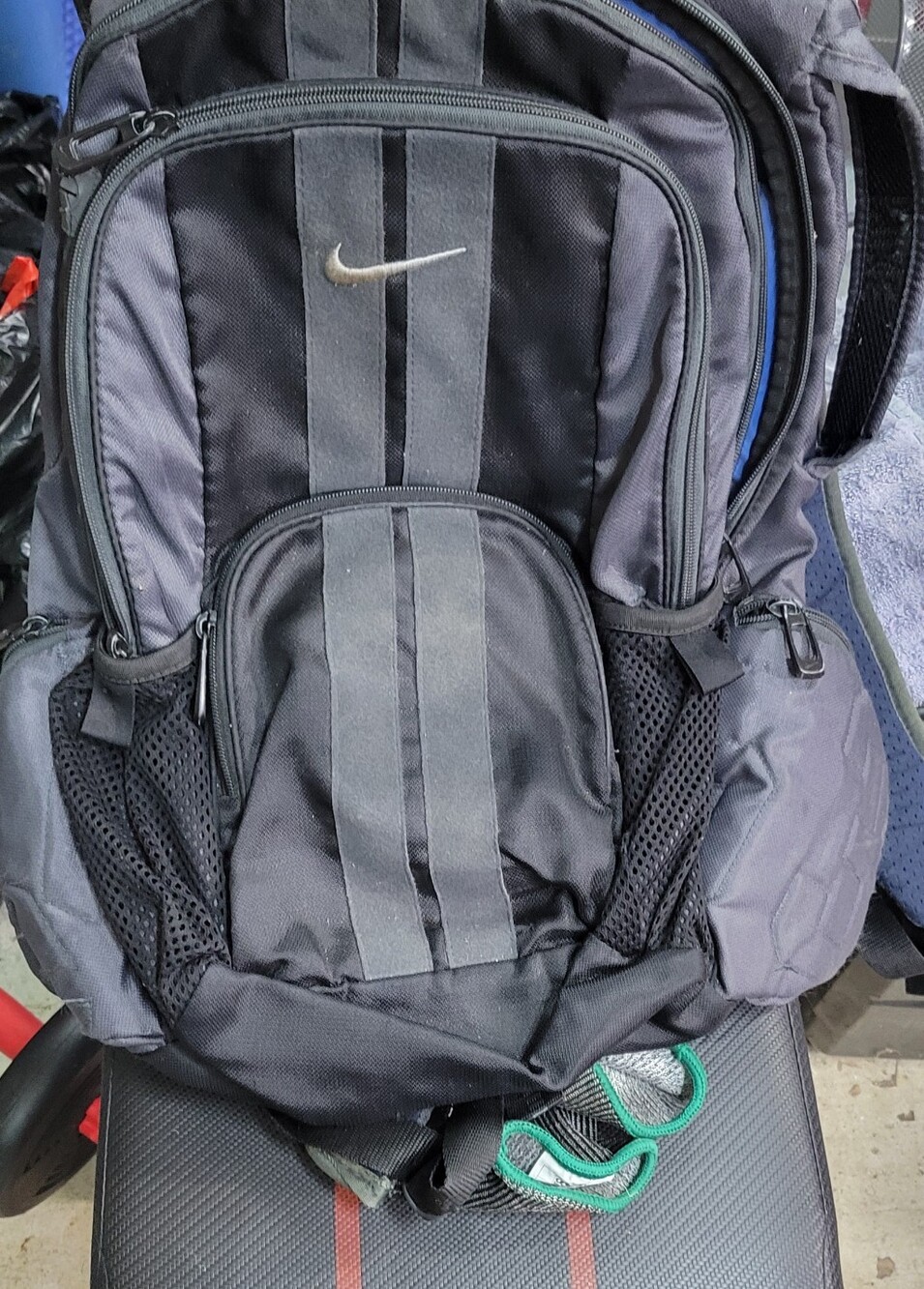 Nike Black and Gray Men’s Backpack with Mesh Pockets